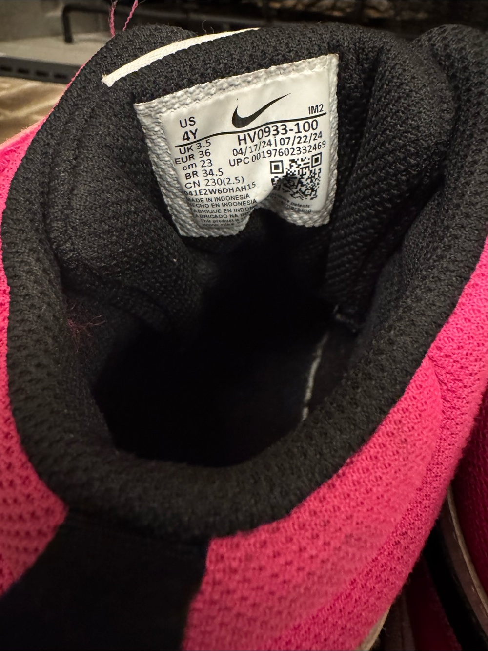 Nike Kids Hot Pink, Black & White High-Top Sneakers - Picture 5 of 6